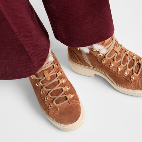 Women's brown suede hiking boot - Santoni - 7