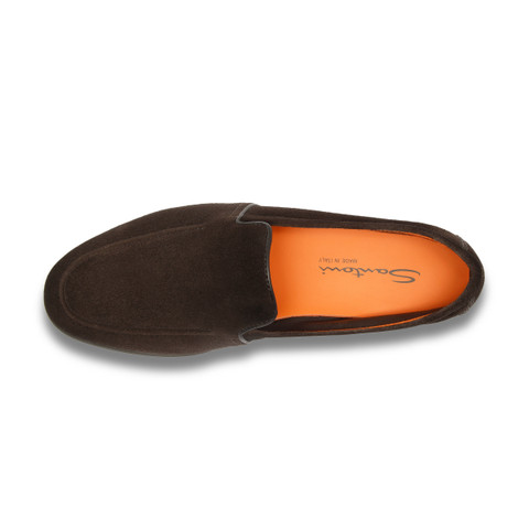 Dunkelbraune Loafer für Herren aus Wildleder - Santoni - 5