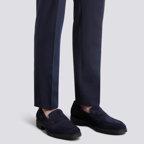 Men's blue suede Easy loafer - Santoni - 2