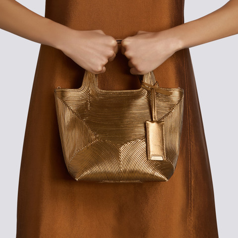 Gold laminated leather handbag - Santoni - 2