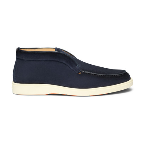Men's blue suede desert boot - Santoni - 1