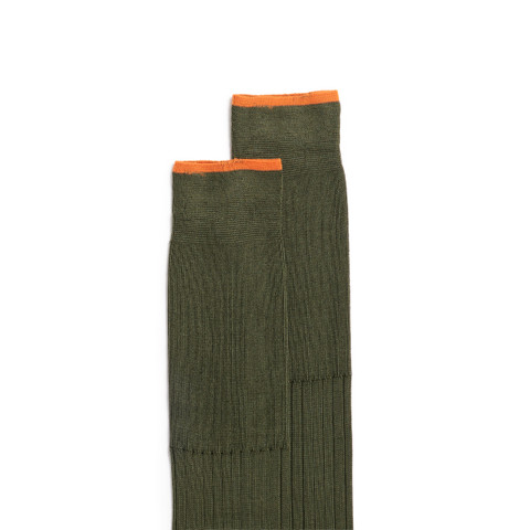 Green Filo di Scozia mercerised cotton high socks - Santoni - 3