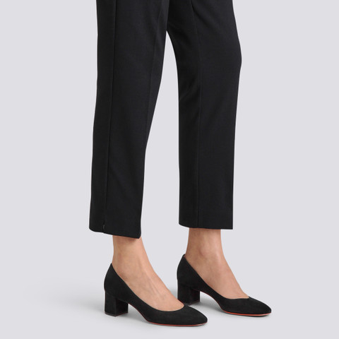 Schwarze Pumps für Damen aus Wildleder mit flachem Absatz - Santoni - 2