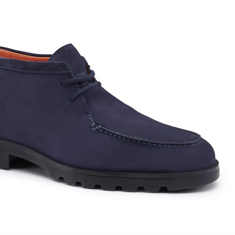 Men's blue suede desert boot - Santoni - 5