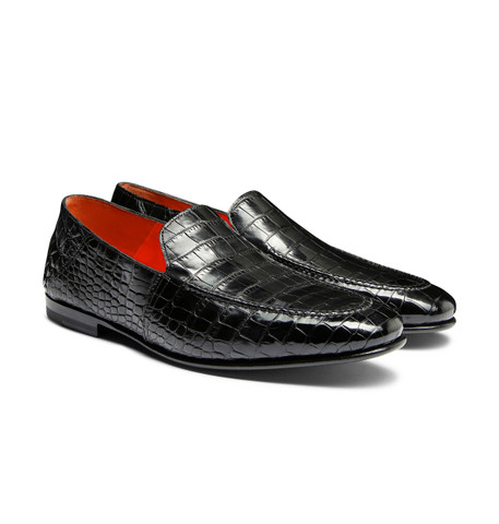 Mocassin en alligator gris pour homme - Santoni - 2