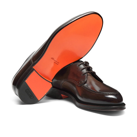 Men’s brown leather Derby shoe - Santoni - 4