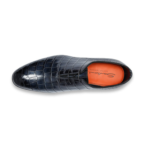 Men's blue alligator leather Oxford shoe - Santoni - 4