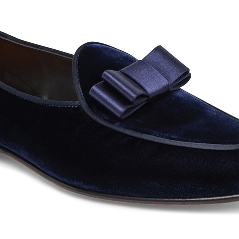 Men's blue velvet Andrea loafer - Santoni - 6