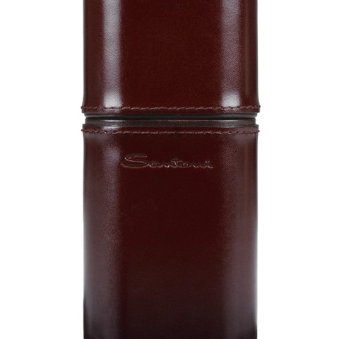Cohiba cigar case in cedar wood covered in brown leather - Santoni - 5