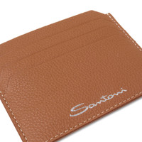 Light brown tumbled leather credit card holder - Santoni - 2