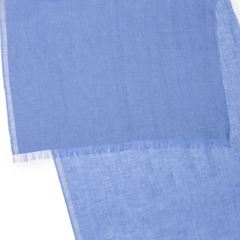 Light blue linen, cashmere and silk scarf - Santoni - 2