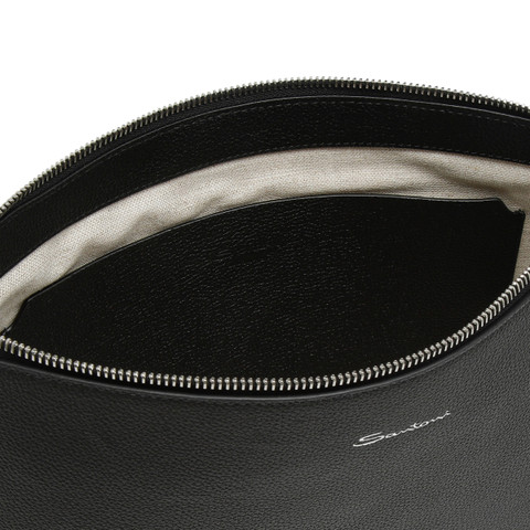 Black tumbled leather pouch - Santoni - 4