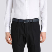 Blauer verstellbarer Gürtel aus getrommeltem Leder - Santoni - 2