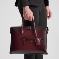 Sac d&rsquo;ordinateur en cuir bordeaux - Santoni - 2
