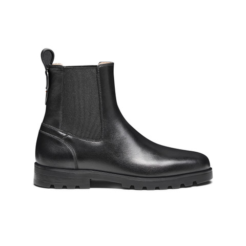 Women’s black leather Chelsea boot - Santoni - 1