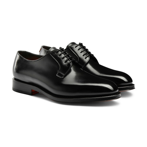 Men’s polished black leather Derby shoe - Santoni - 3