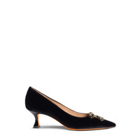 Women's black velvet mid-heel Santoni Sibille pump - Santoni - 1