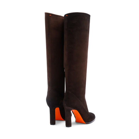 Women's dark brown suede high-heel boot - Santoni - 4