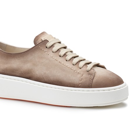 Women's beige suede sneaker - Santoni - 5