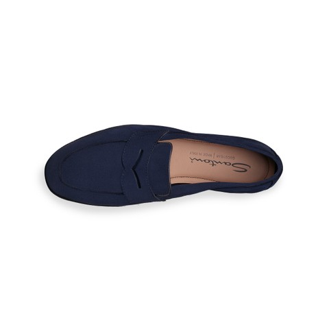 Women's blue suede Carla Driver penny loafer - Santoni - 3