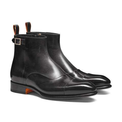 Men's grey leather ankle boot - Santoni - 2