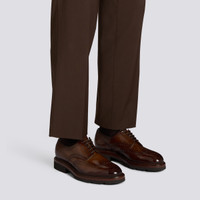 Men's brown leather Derby brogue shoe - Santoni - 2