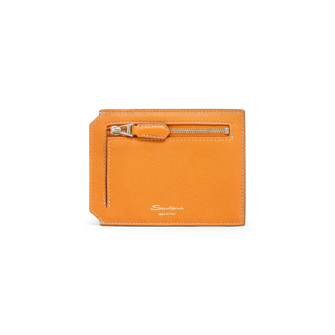 Orange tumbled leather document holder - Santoni - 3
