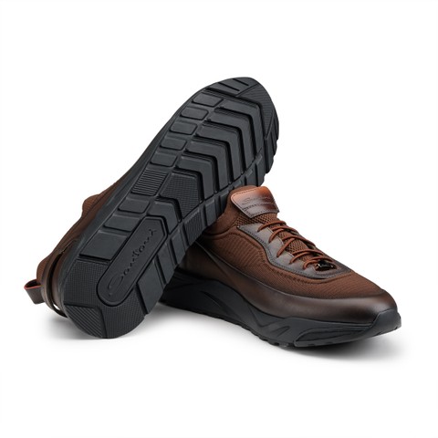 Men's dark brown leather sneaker - Santoni - 3