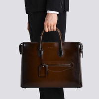 Dark brown leather laptop bag - Santoni - 2