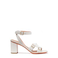 Sandale &agrave; talon haut en cuir blanc pour femme - Santoni - 1