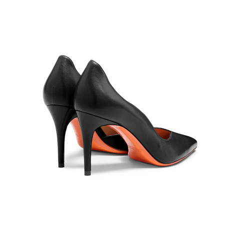 Women's black leather high-heel pump - Santoni - 4
