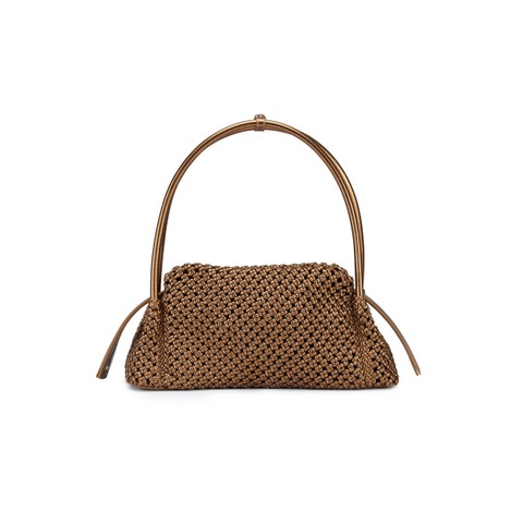 Gold woven leather shoulder bag - Santoni - 3