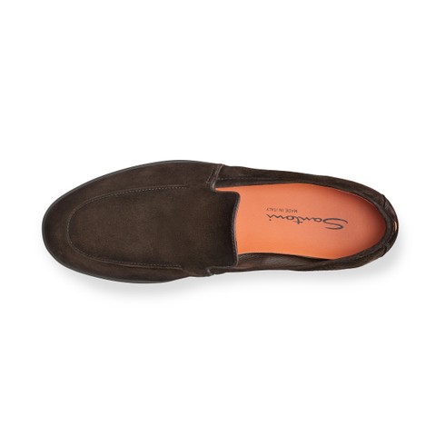 Men's dark brown suede loafer - Santoni - 4