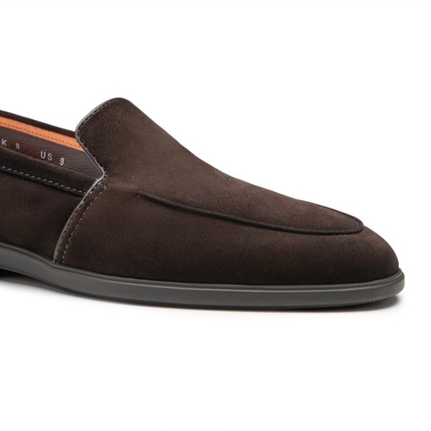 Men's dark brown suede loafer - Santoni - 5