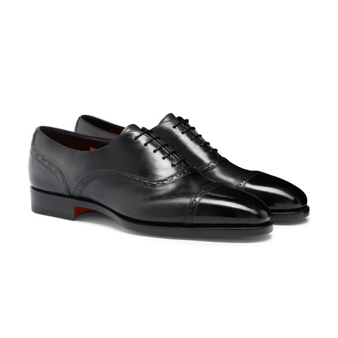 Men's black leather Oxford shoe - Santoni - 3
