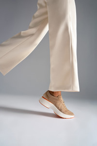 Women's beige suede Easy Bounce sneaker - Santoni - editorial