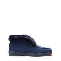 Women's blue nubuck desert boot with fur - Santoni - 1