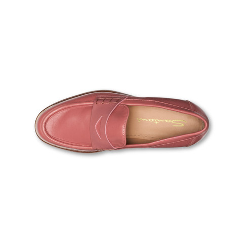 Women’s pink leather penny loafer - Santoni - 4