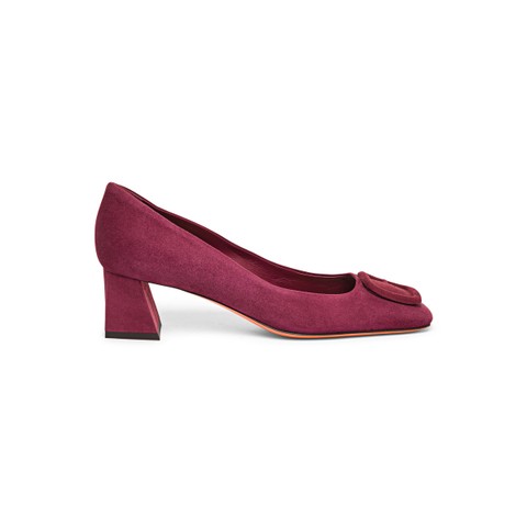Women's burgundy suede mid-heel pump - Santoni - 2