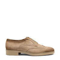 Men's beige suede Easy brogue lace-up - Santoni - 1