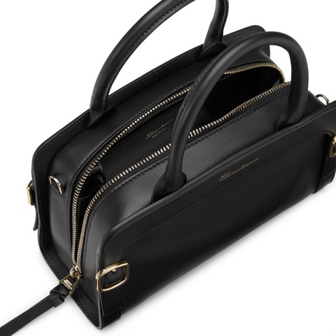 حقيبة يد من الجلد بلون أسود - Santoni - 5