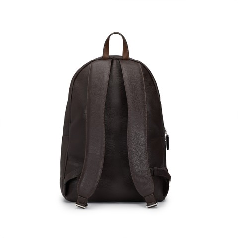 Dark brown leather backpack - Santoni - 4