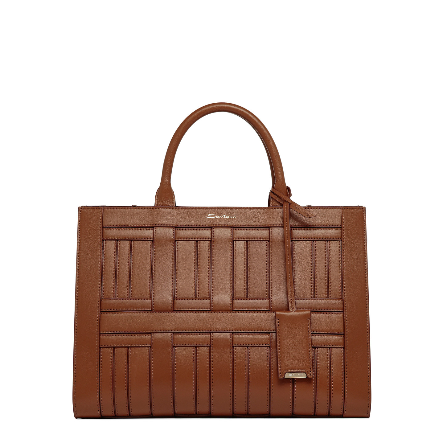 Santoni Borsa Beyond a mano in pelle marrone