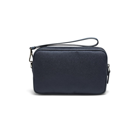 Blue leather and nylon beauty case - Santoni - 3
