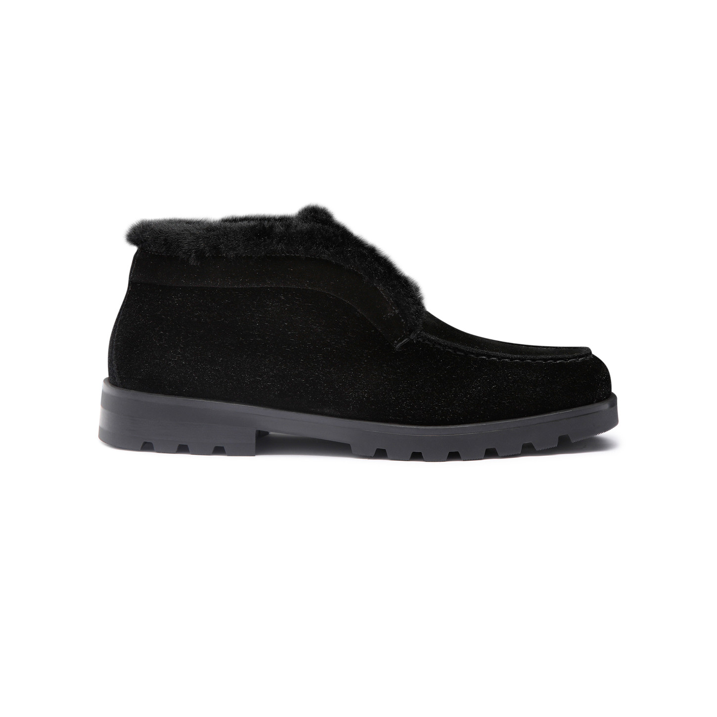 Santoni Stivaletto desert con pelliccia da donna in suede nero