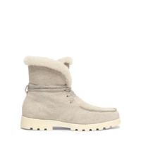Women's beige suede ankle boot with fur - Santoni - 1