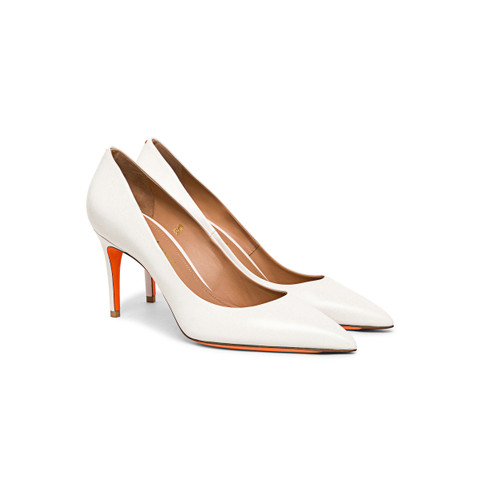 Women's white leather high-heel pump - Santoni - 2
