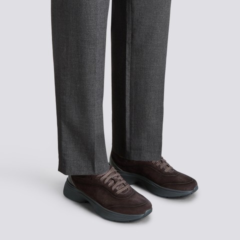 Sneaker Easy Bounce en daim brun fonc&eacute; pour homme - Santoni - 2