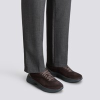 Men's dark brown suede Easy Bounce sneaker - Santoni - 2