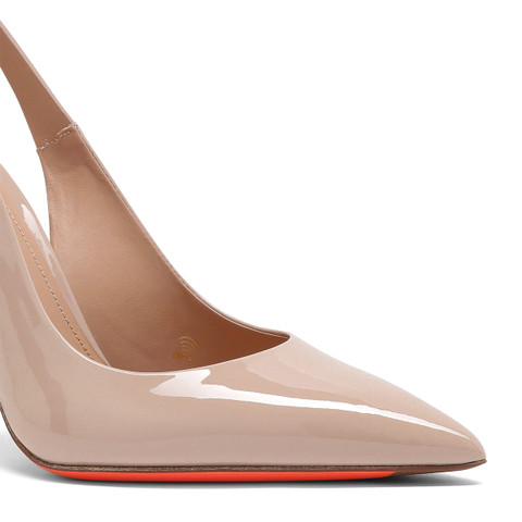 Women&rsquo;s pink patent leather high-heel slingback - Santoni - 6